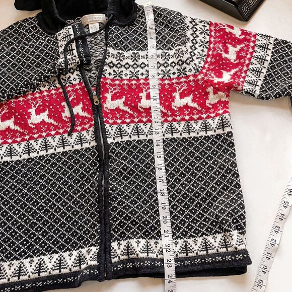 Vintage Christmas Fairisle Deer Zip Up Hoodie Size M - Picture 6 of 6